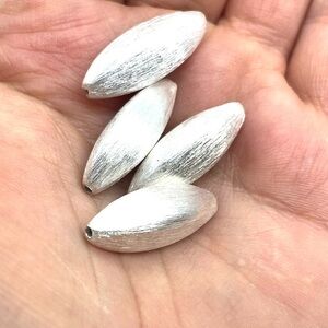 6 Textured Sterling Silver 26mm Beads